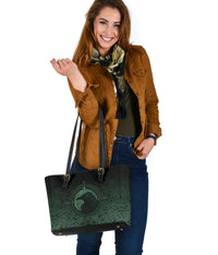 Viking Small Leather Tote Bag, Ethnic Odin Raven Green RLT12 - Wonder Print Shop