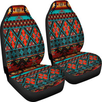 Dark Brown Red Pattern Native American Car Seat Covers LT10 - Wonder Print Shop