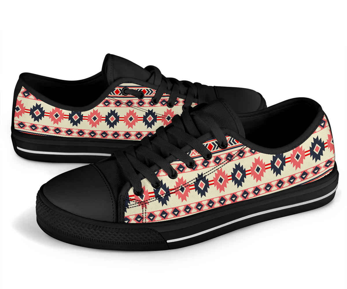 pink-and-navy-pattern-native-american-no-box-low-top-shoes-black