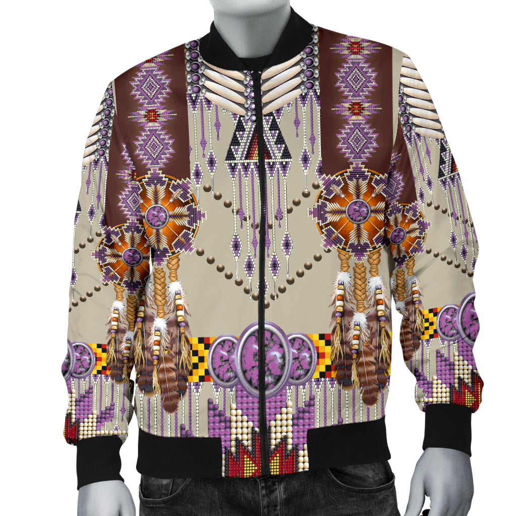 Purple Pattern Breastplate Men's Bomber Jacket LT10 - Wonder Print Shop