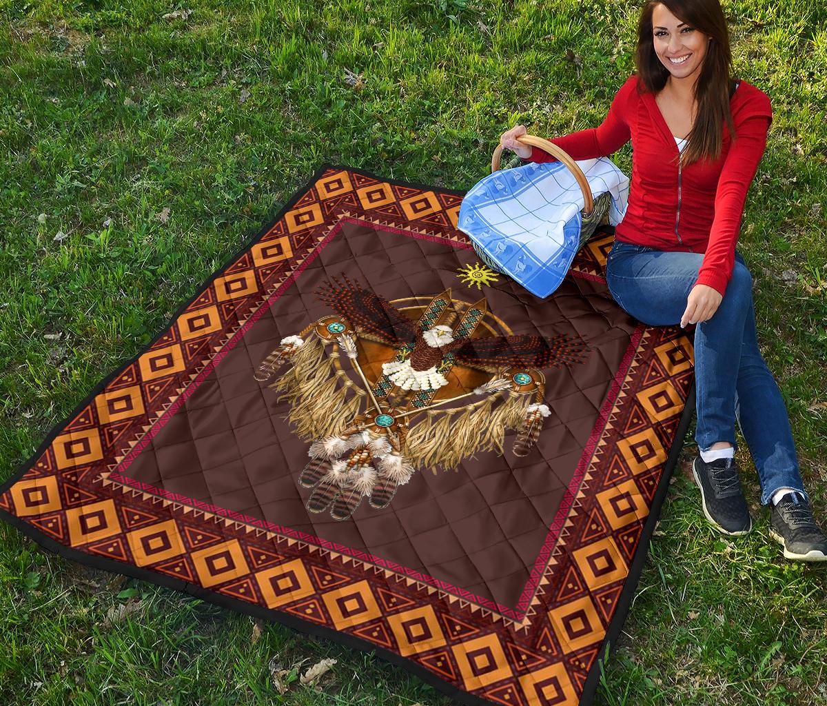 Eagle Sun Symbols Native American Premium Quilt LT10 - Wonder Print Shop