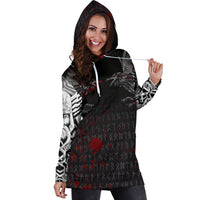 Viking Hoodie Dress Odin Huginn and Muninn Rune Blood RLT12 - Wonder Print Shop