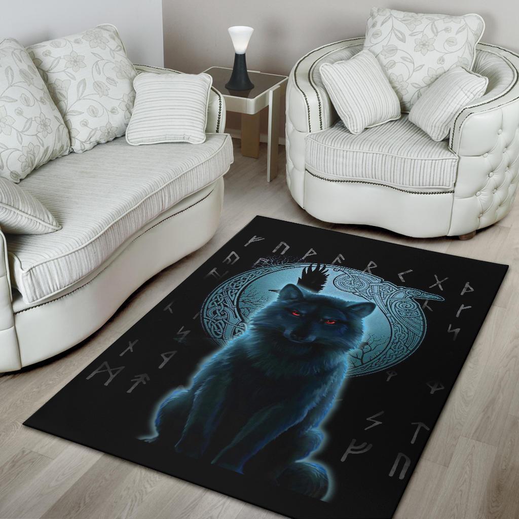 Viking Area Rug, Fenrir Viking Wolf and Moon RLT12 - Wonder Print Shop