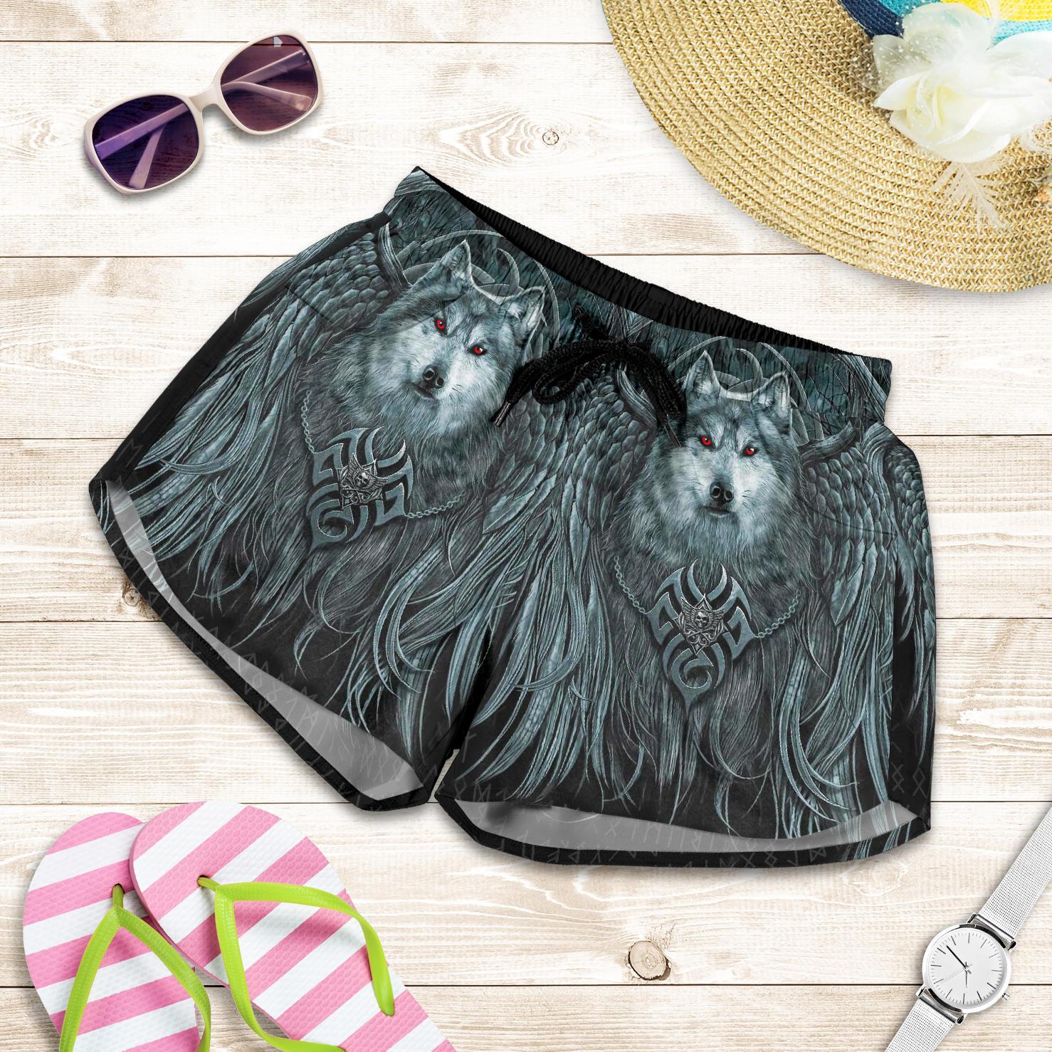 viking-womens-shorts-spiral-wolf-spirit