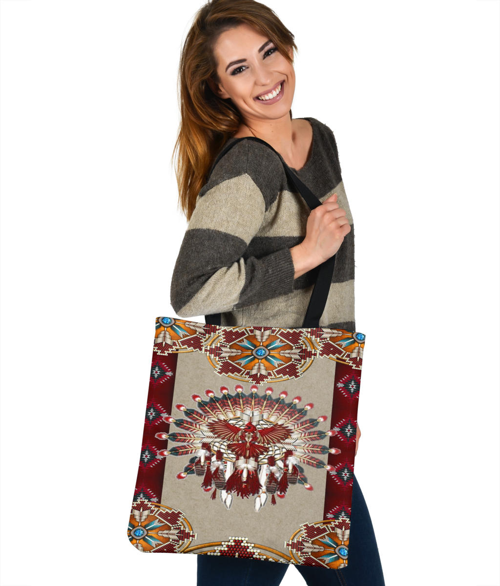 native-american-mandala-thunderbird-red-tote-bags
