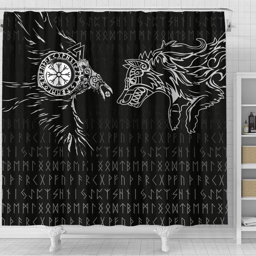 viking-shower-curtain-raven-and-wolf-special-tattoo
