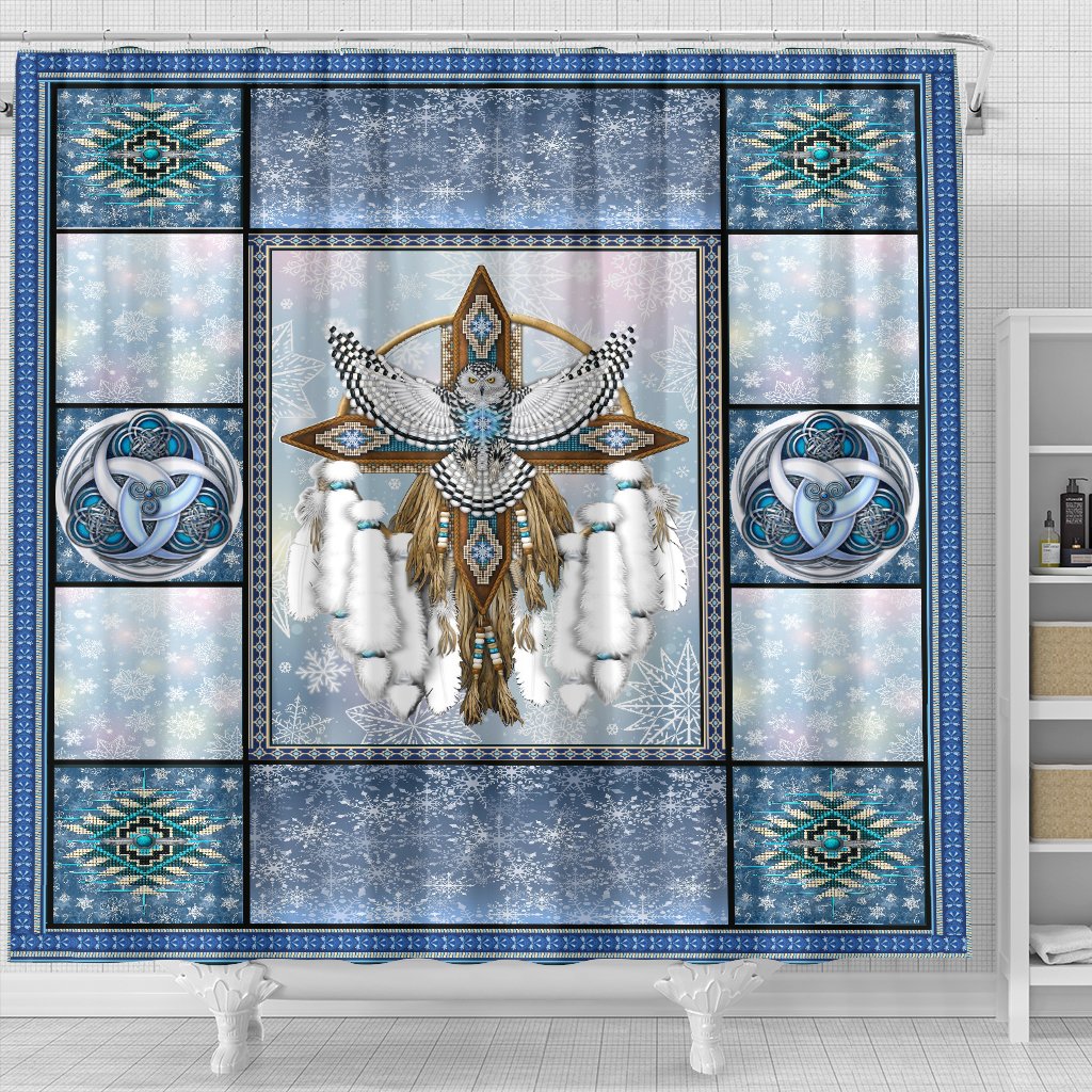 snowy-owl-dreamcatcher-native-american-shower-curtain
