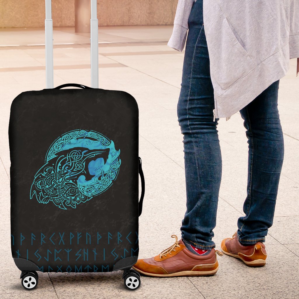 Viking Luggage Covers - Fenrir Wolf Cyan RLT12 - Wonder Print Shop