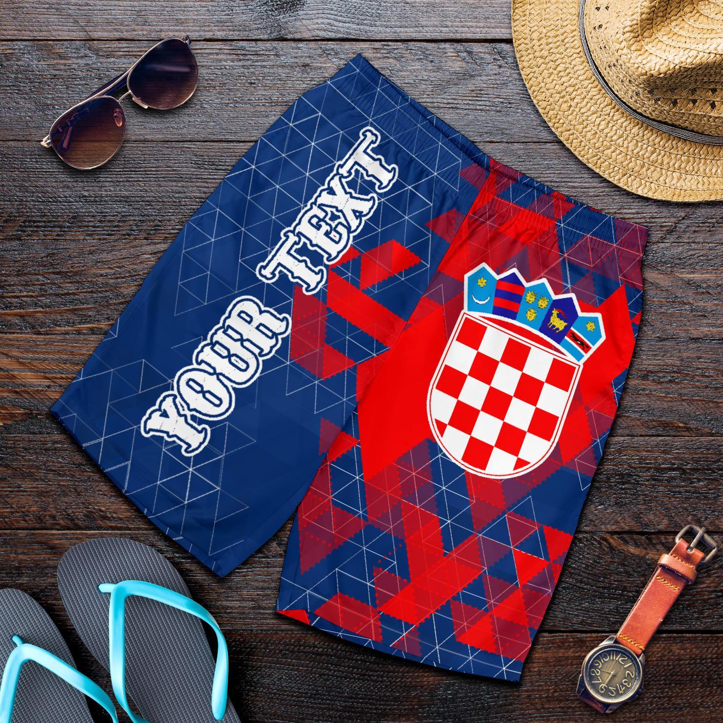 croatia-personalised-mens-shorts-nattional-flag-polygon-style