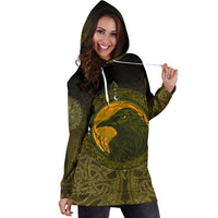 Viking Hoodie Dress, Ethnic Odin Raven Gold RLT12 - Wonder Print Shop