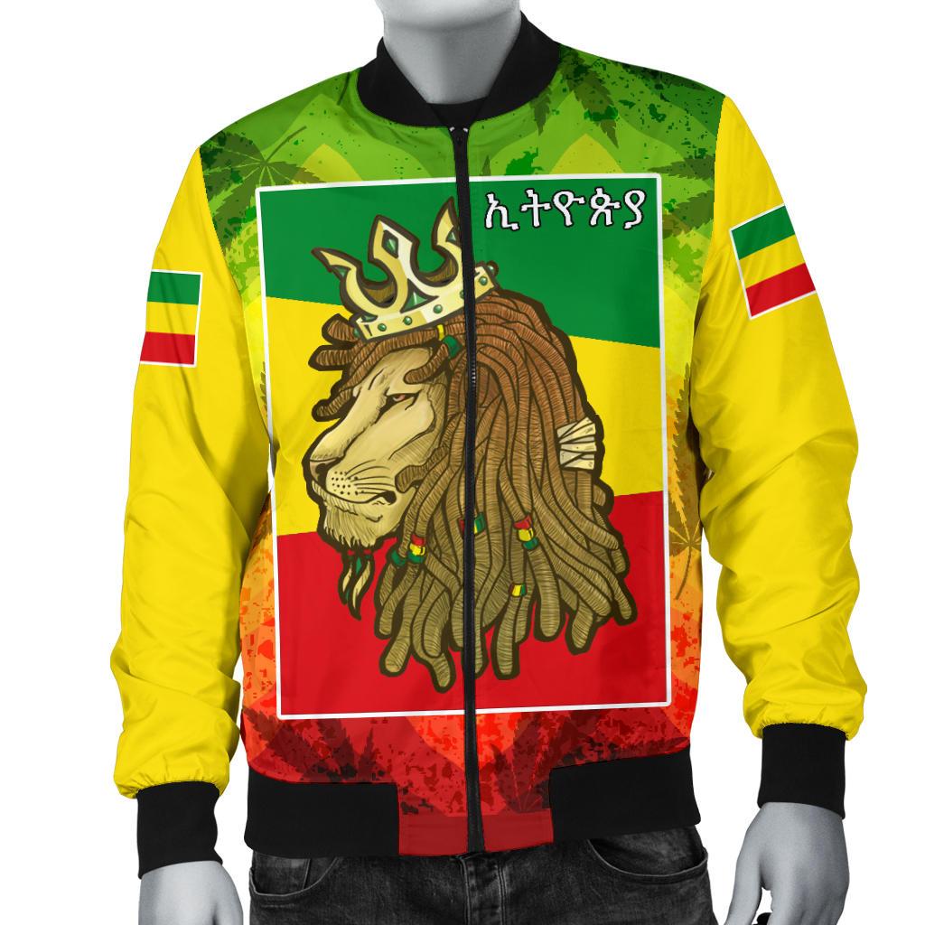 Ethiopia Bomber Jacket Rasta Lion King Flag Men - Wonder Print Shop
