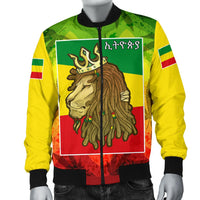 Ethiopia Bomber Jacket Rasta Lion King Flag Men - Wonder Print Shop