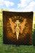 Viking Premium Quilt Gold Spear Of The God Odin - Gungnir and Two Gold Ravens RLT12 - Wonder Print Shop