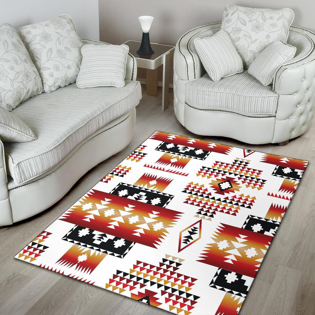 White Native Tribes Pattern Native American Area Rug LT10 - Wonder Print Shop