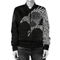 Viking The Raven Of Odin Tattoo Women's Bomber Jacket RLT12 - Wonder Print Shop
