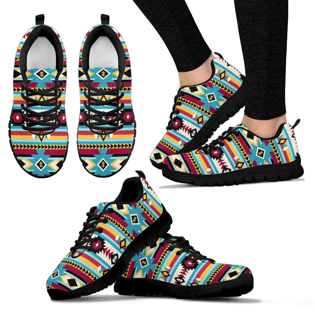 Native American Blue and Red Pattern Sneakers LT10 - Wonder Print Shop