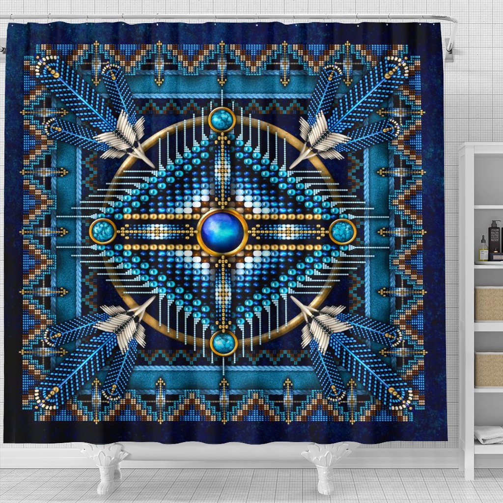 mandala-blue-native-american-shower-curtain