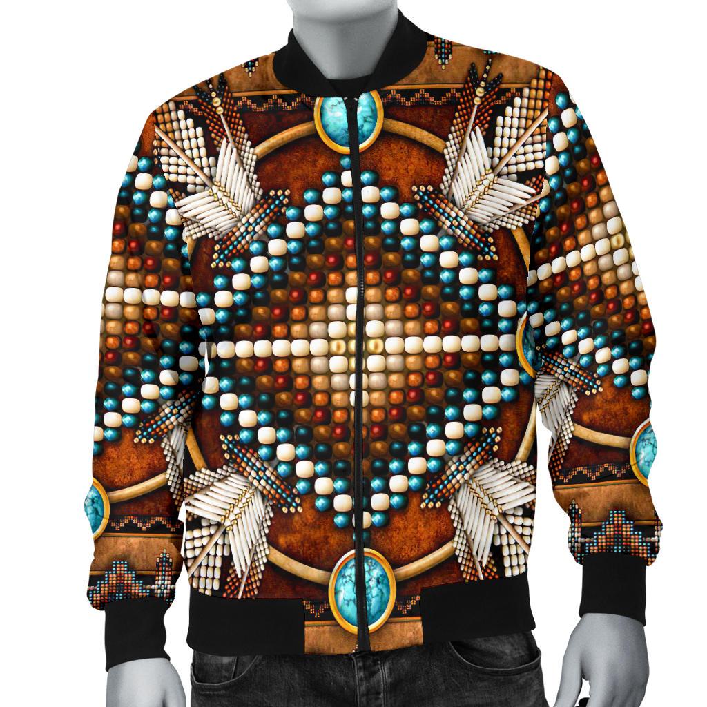 Naumaddic Arts Brown Native American Bomber Jacket LT10 - Wonder Print Shop