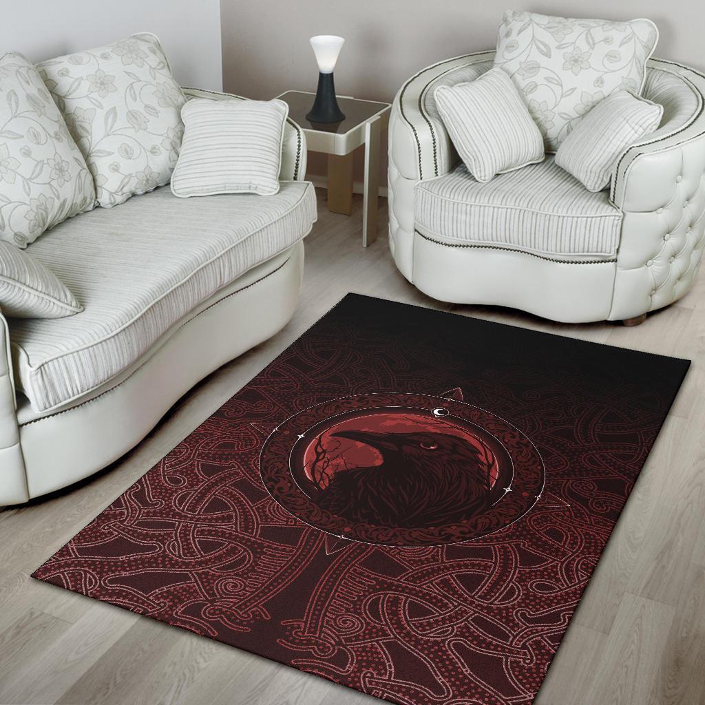 Viking Area Rug, Ethnic Odin Raven Red RLT12 - Wonder Print Shop