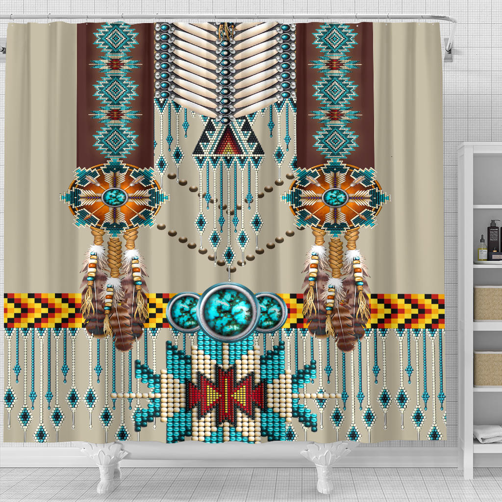 turquoise-blue-pattern-breastplate-native-american-shower-curtain-gb-nat00069-scur01