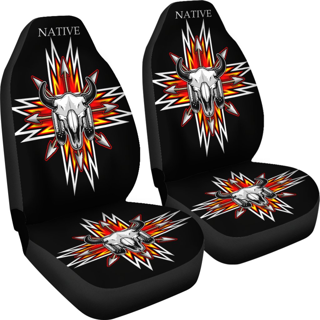 Native Bison Skull Native American Car Seat Covers LT10 - Wonder Print Shop