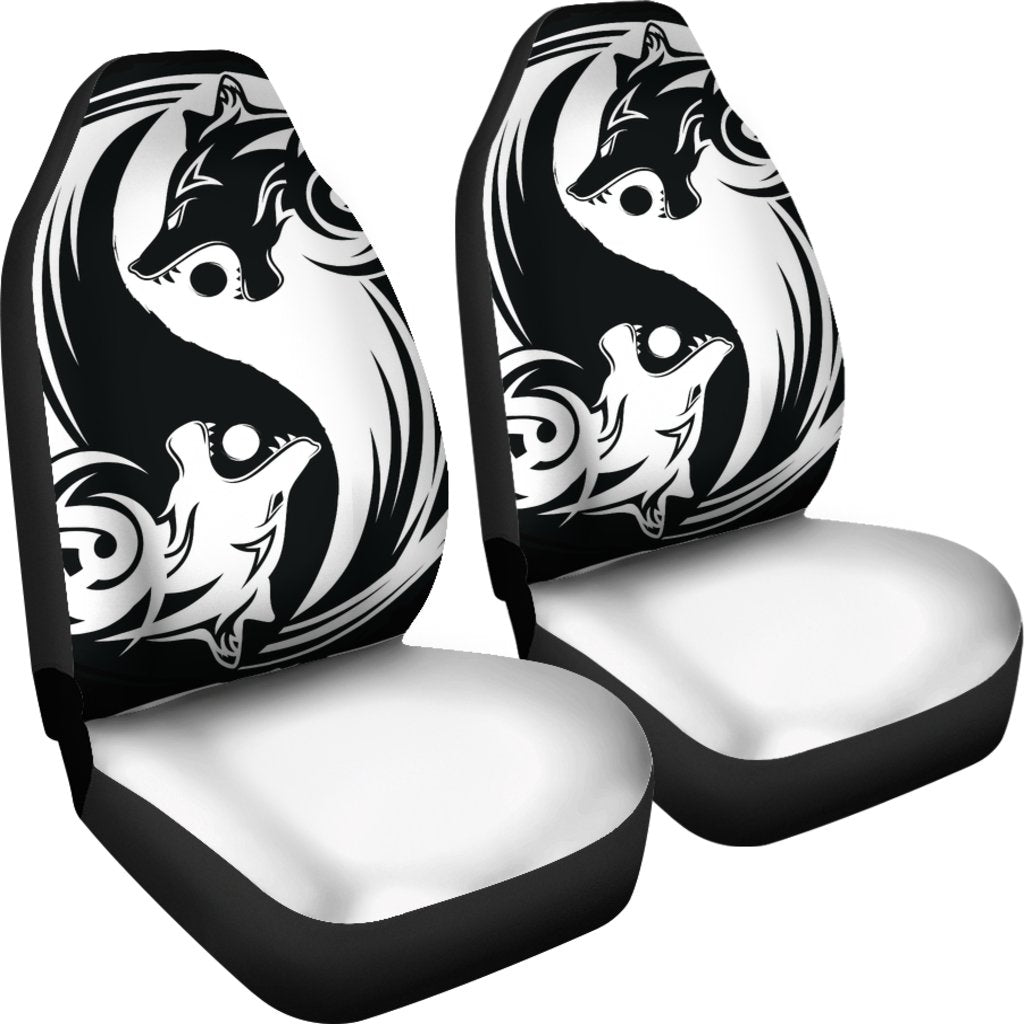 Viking Car Seat Cover Ying Yang Wolf RLT12 - Wonder Print Shop