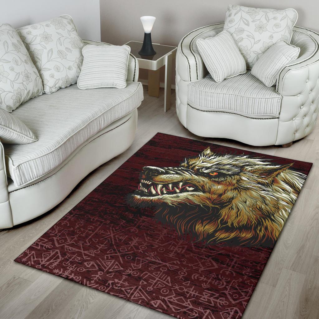 Viking Area Rug Fenrir On The Blood Moon Background RLT12 - Wonder Print Shop