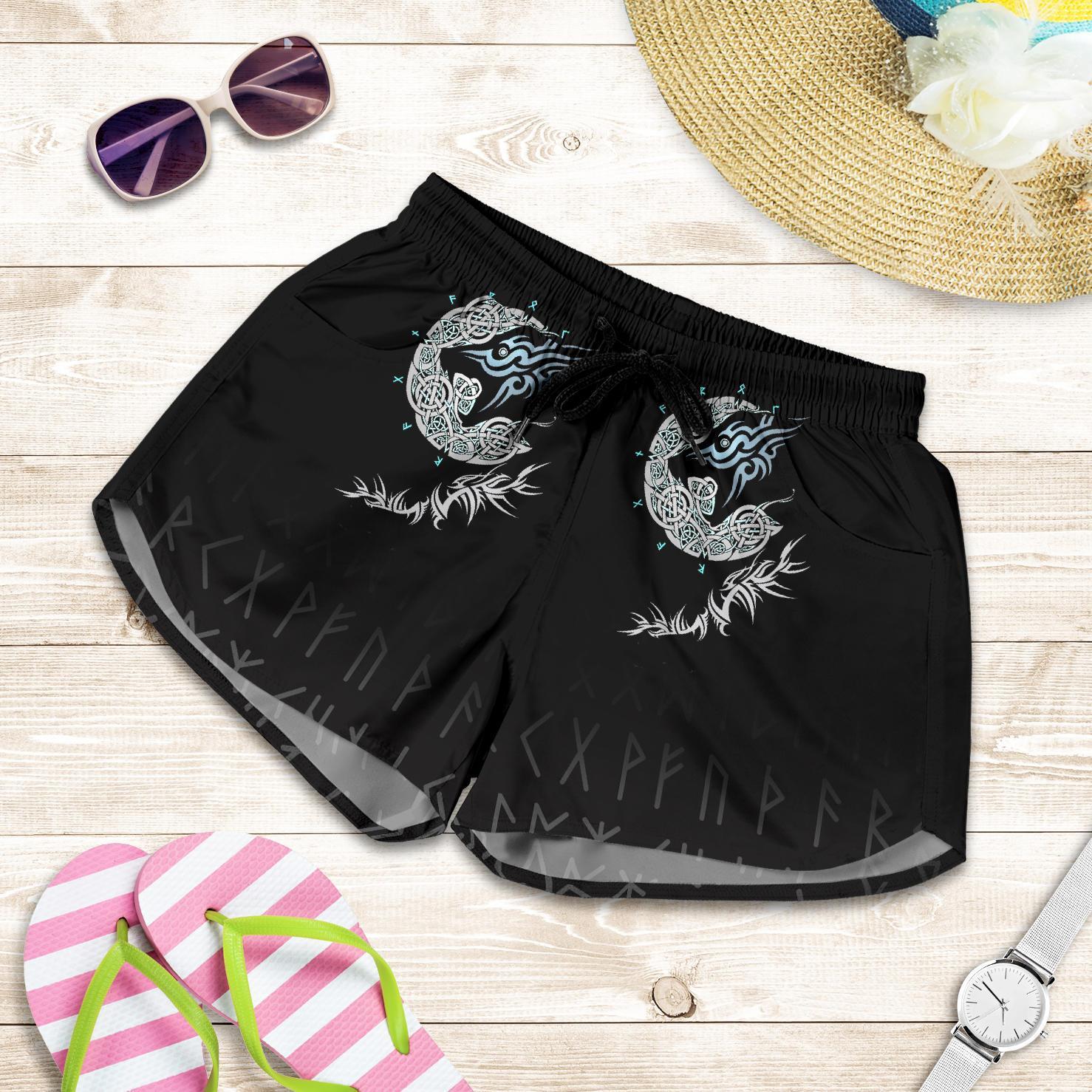 viking-fenrir-wolf-all-over-print-womens-shorts