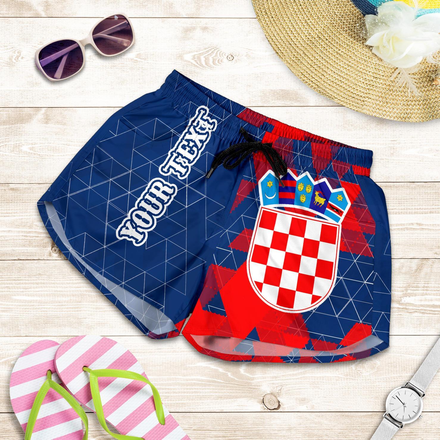 croatia-personalised-womens-shorts-nattional-flag-polygon-style