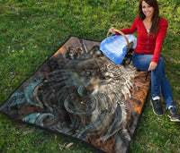 Wolf Warrior Native American Premium Quilt LT10 - Wonder Print Shop