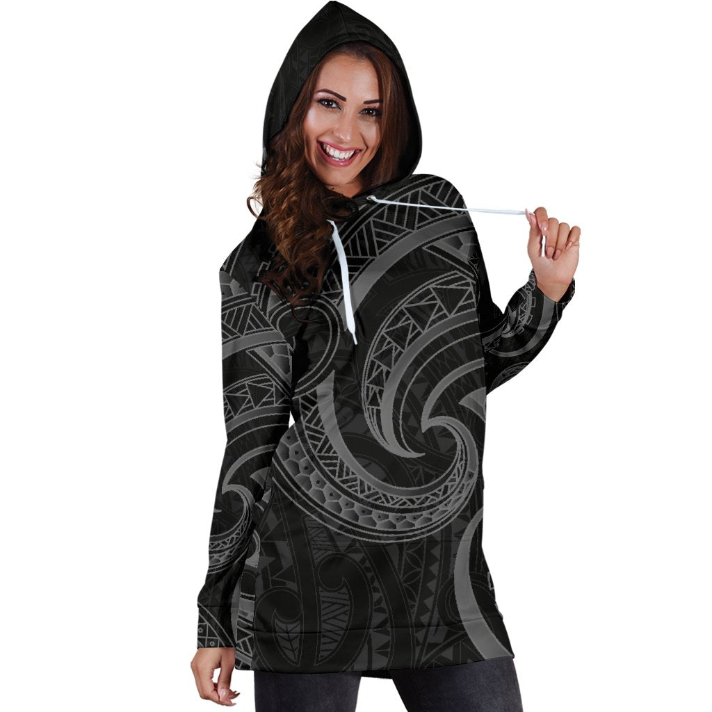 New Zealand Maori Mangopare Women Hoodie Dress Polynesian - Black - Wonder Print Shop