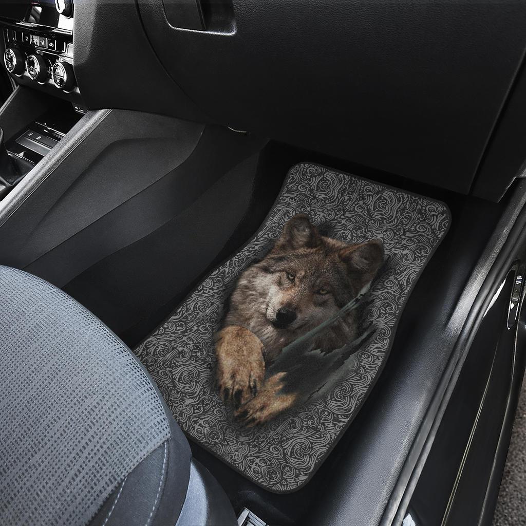 Gray Wolf Native American Front Car Mats (Set Of 2) LT10 - Wonder Print Shop