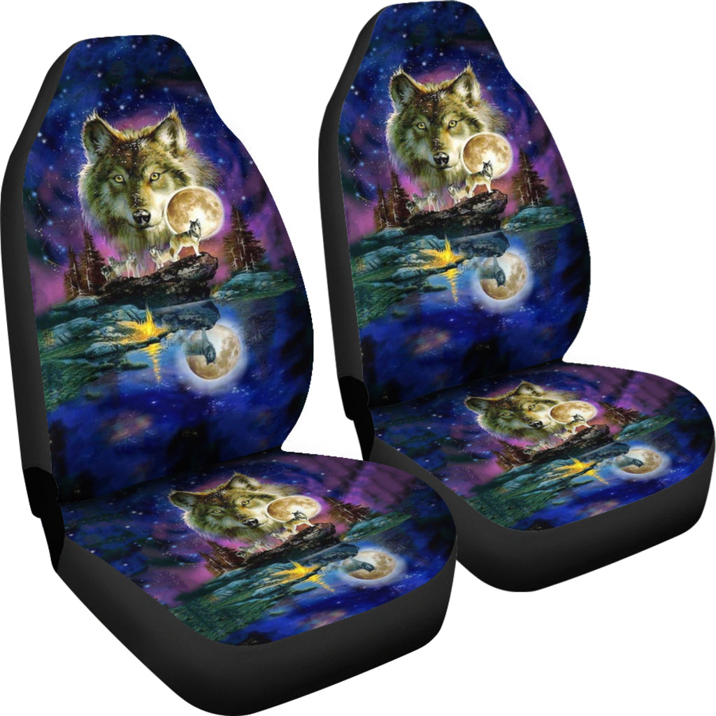 Wolf Galaxy Night Sky Car Seat Covers LT10 - Wonder Print Shop