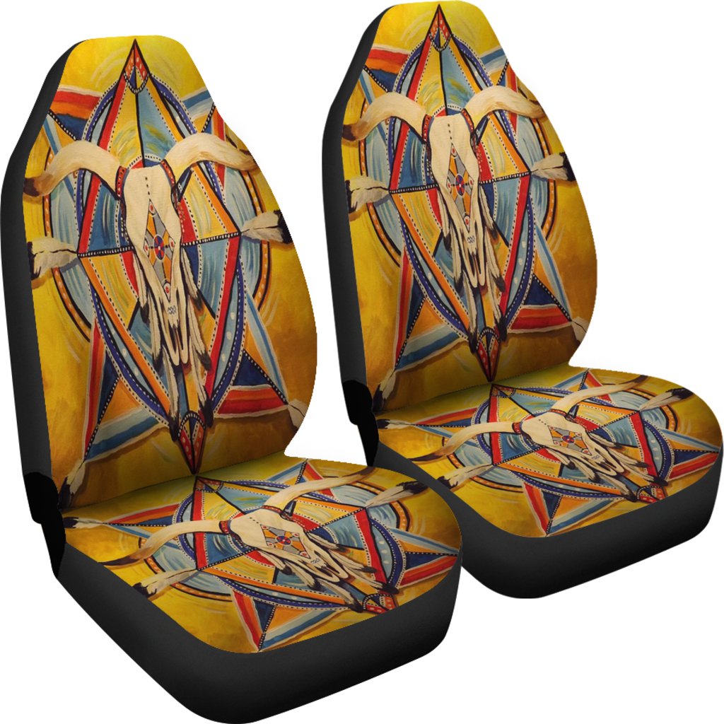 Bison Yellow Native American Car Seat Covers LT10 - Wonder Print Shop