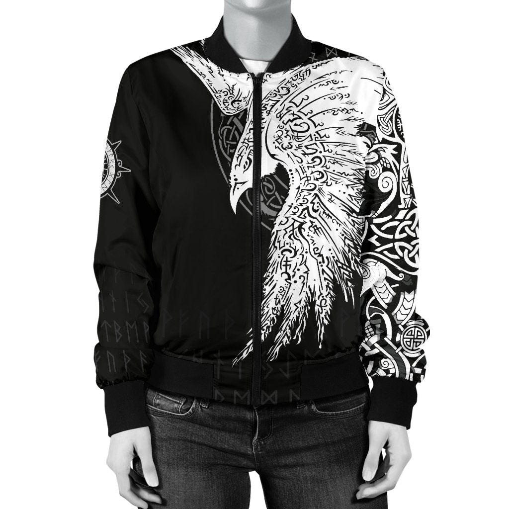 Viking Women's Bomber Jacket Mystical Raven Tattoo Special RLT12 - Wonder Print Shop