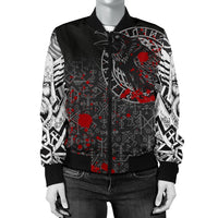 Viking Women's Bomber Jacket - Odin Raven Rune Futhark Blood RLT12 - Wonder Print Shop