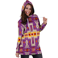 Light Purple Tribe Design Native American Hoodie Dress LT10 - Wonder Print Shop