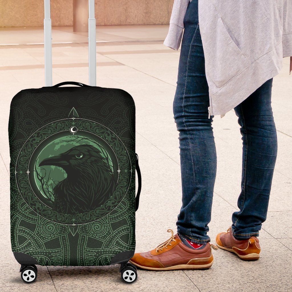 Viking Luggage Covers, Ethnic Odin Raven Green RLT12 - Wonder Print Shop