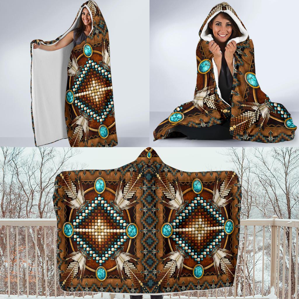 native-american-mandala-pattern-brown-hooded-blanket