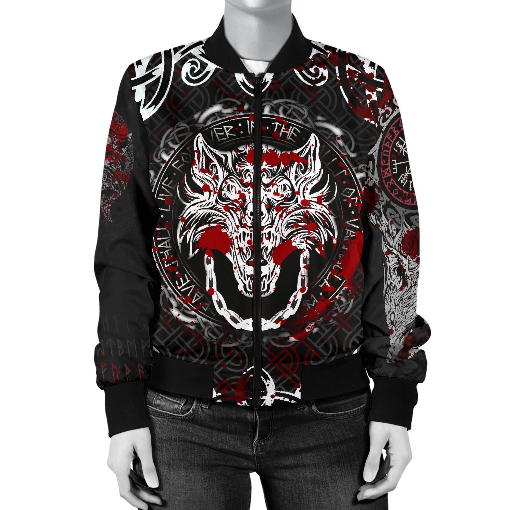 Viking Women's Bomber Jacket - Fenrir Viking Blood 3D RLT12 - Wonder Print Shop