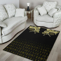 Viking Area Rug, Fenrir Raven and Vegvisir Tattoo Yellow RLT12 - Wonder Print Shop