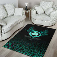 Viking Area Rug Three Raven and Valknut Cyan RLT12 - Wonder Print Shop