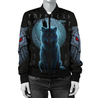 Viking Women's Bomber Jacket, Fenrir Viking Wolf and Moon RLT12 - Wonder Print Shop