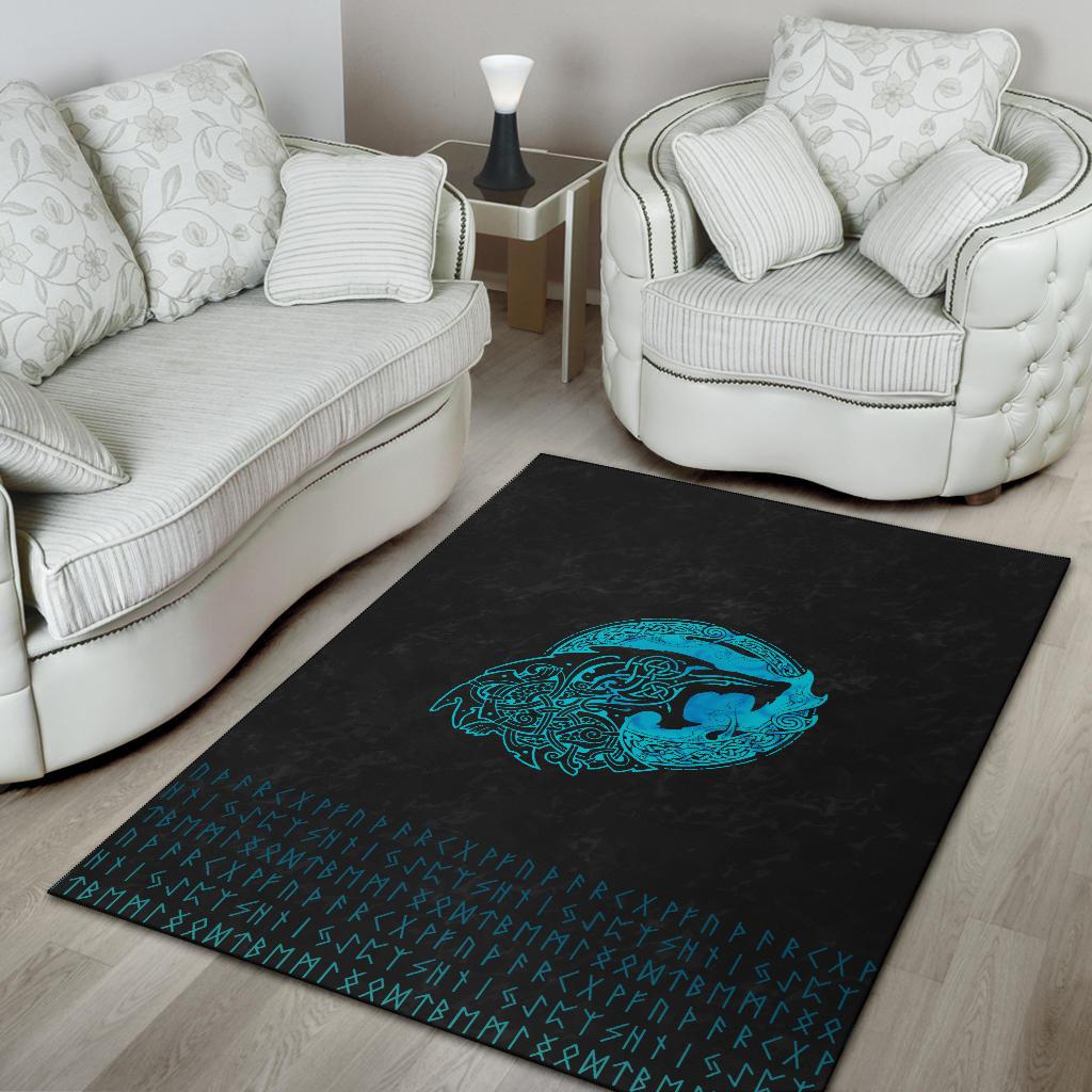 Viking Area Rug Fenrir Wolf Cyan RLT12 - Wonder Print Shop