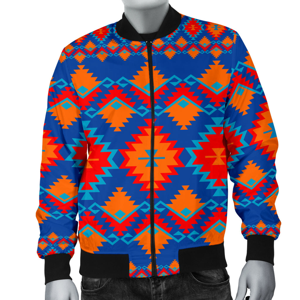 Red and Yellow Geometric Men's Bomber Jacket LT10 - Wonder Print Shop