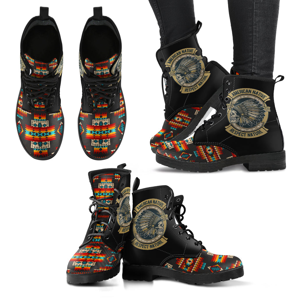 skull-black-pattern-native-american-leather-boots