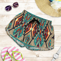 native-american-tribe-blue-pattern-all-over-print-women-shorts