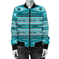 Blue Light Pattern Women's Bomber Jacket LT10 - Wonder Print Shop