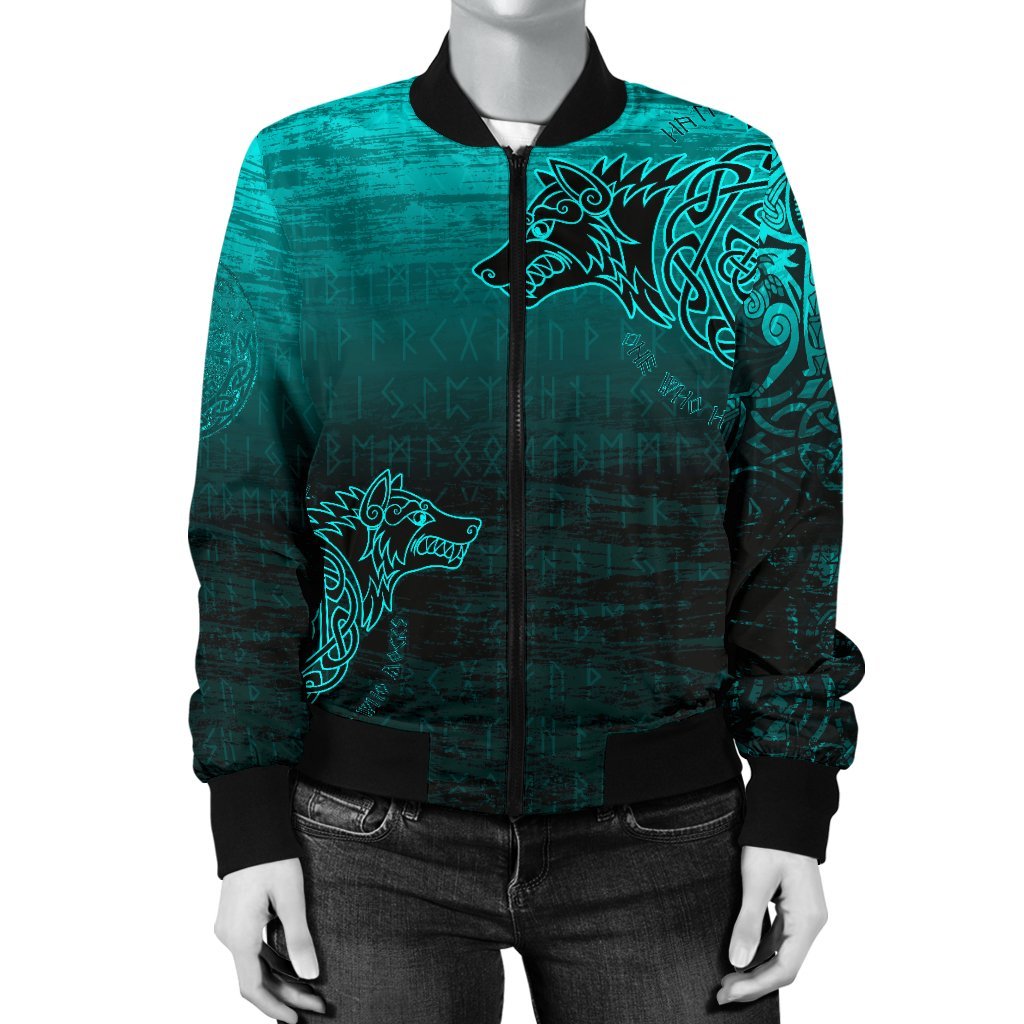 Viking Women's Bomber Jacket, Skoll and Hati RLT12 - Wonder Print Shop