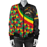 Ethiopia Women's Bomber Jacket - Ethiopia Rasta Lion - Wonder Print Shop